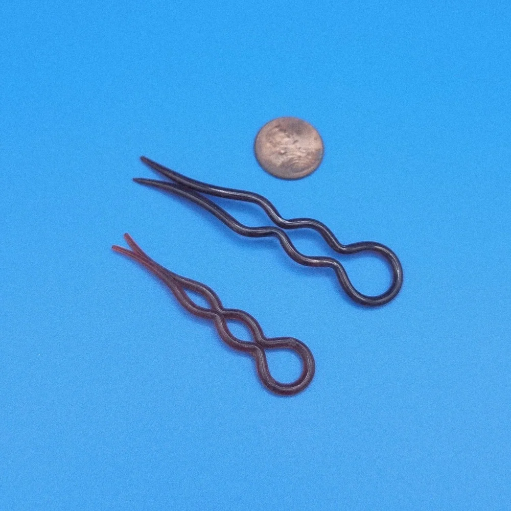 Antique Chignon Hair Pins‎ - Tortoise and Brown - set of two